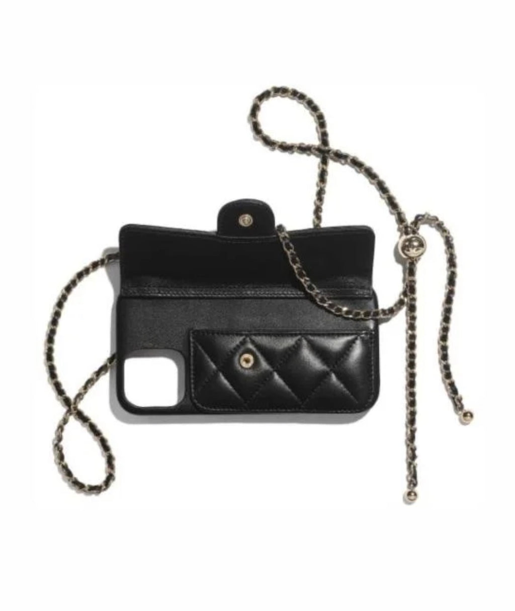 Quilted Chain Phone Case with Card Holder
